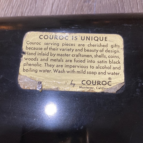 VINTAGE COUROC Owl Black Serving Tray Large - Picture 9 of 13